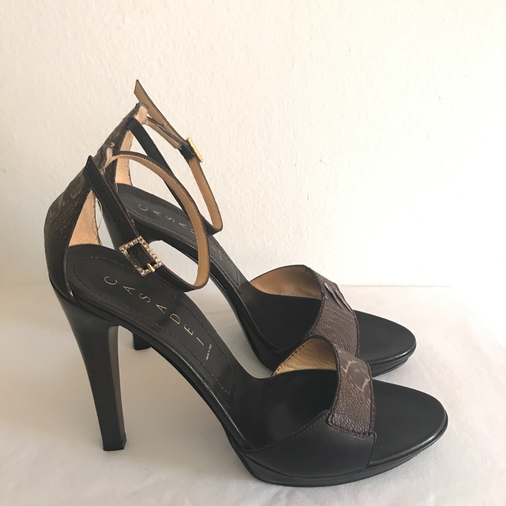 Casadei Brown Leather heeled Sandals